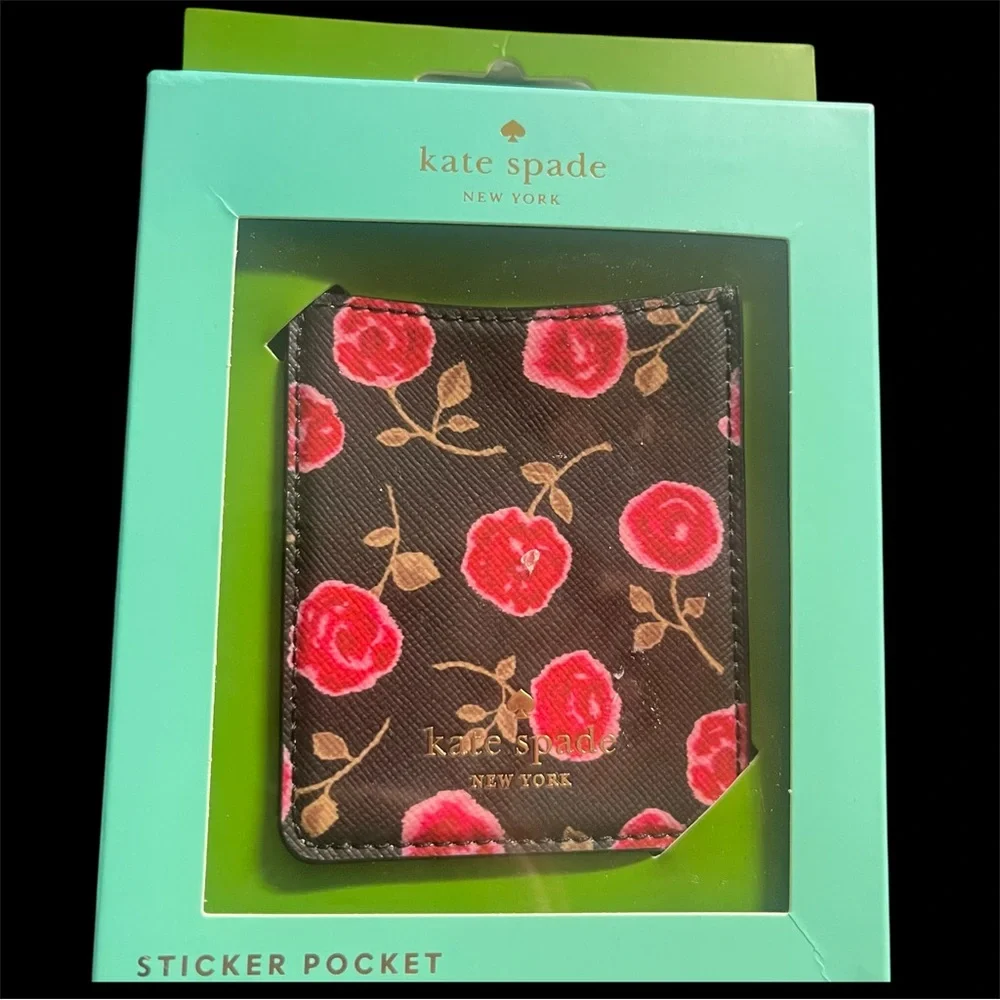 Kate Spade Black Sticker Pocket with Ditsy Rose Print🌹🌹 - Picture 2 of 5